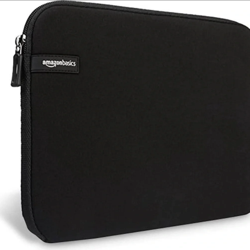 Black Tablet Sleeve with Soft Fabric and Silver Zipper 13.3”